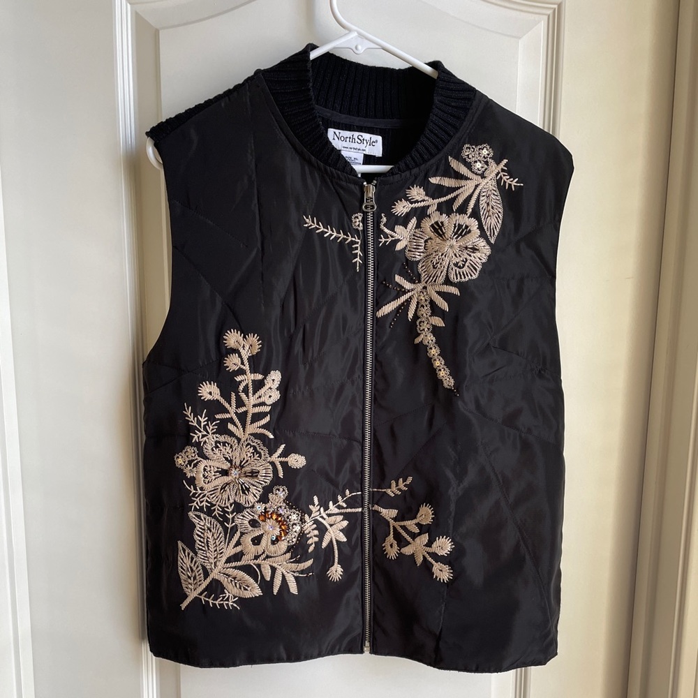 Embellished padded vest…XL…multi-media…North Style.NWOT